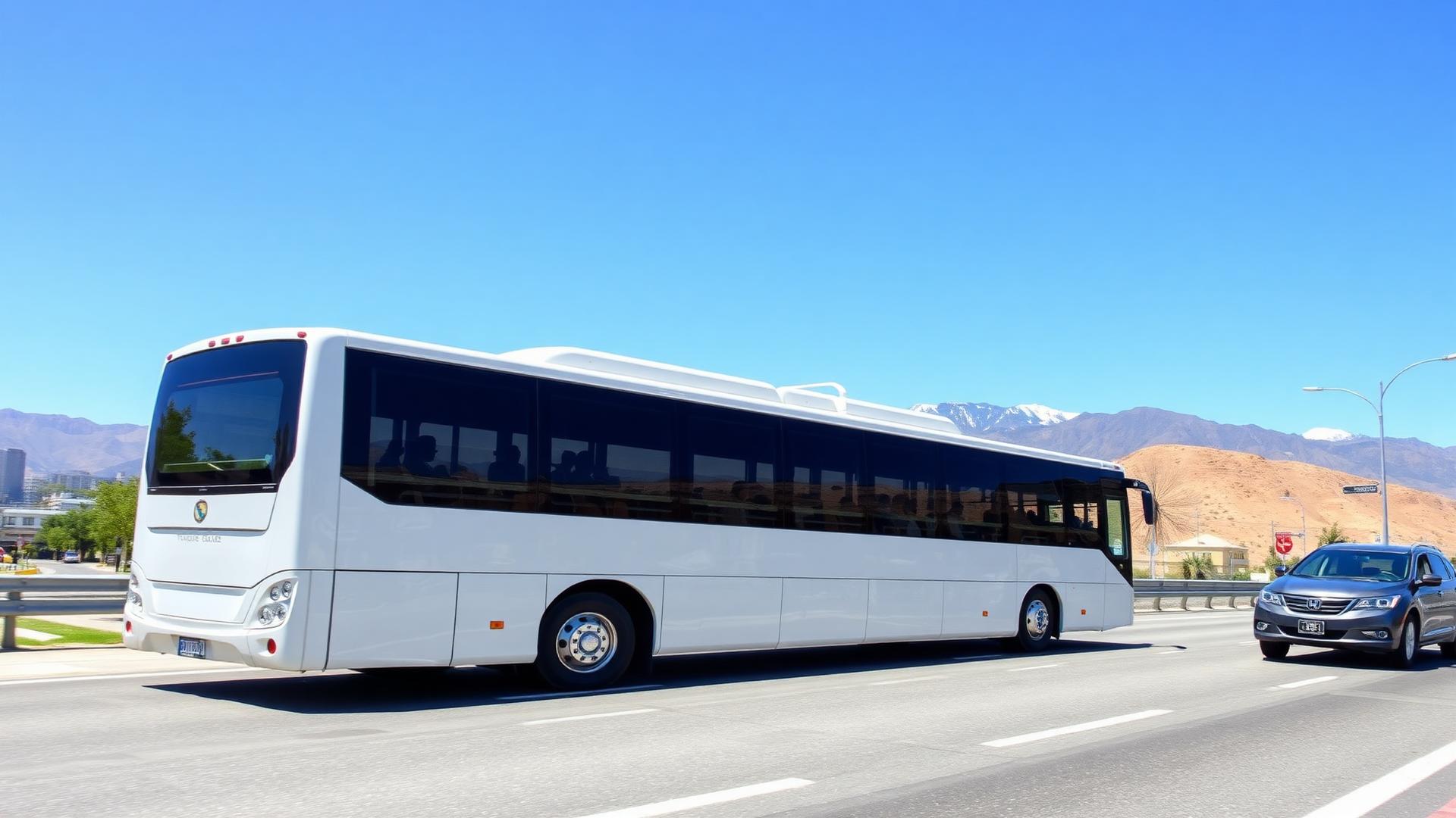 Ônibus branco moderno em Santiago do Chile